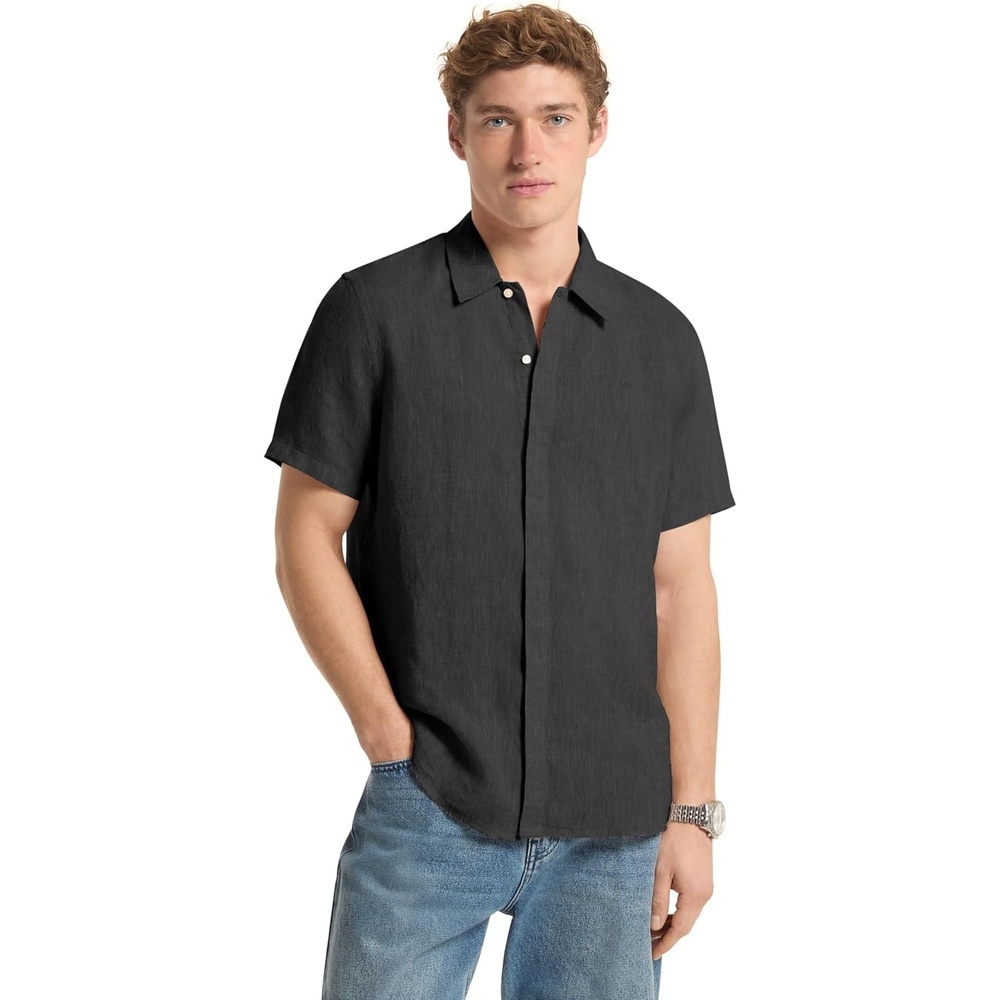 image:imageMichael Kors Mens Short Sleeve Linen Classic FitBlack