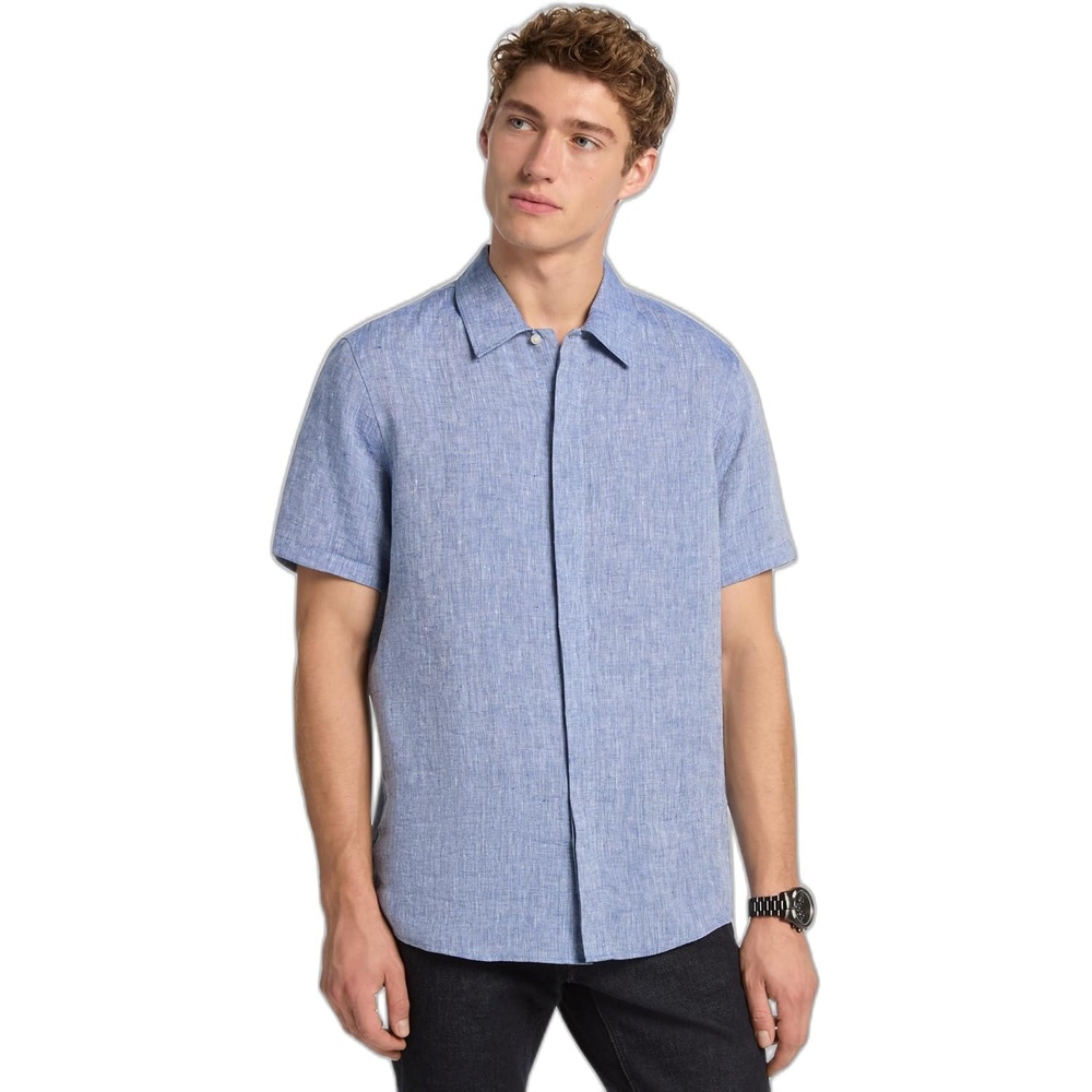 image:imageMichael Kors Mens Short Sleeve Linen Classic FitMarine Blue