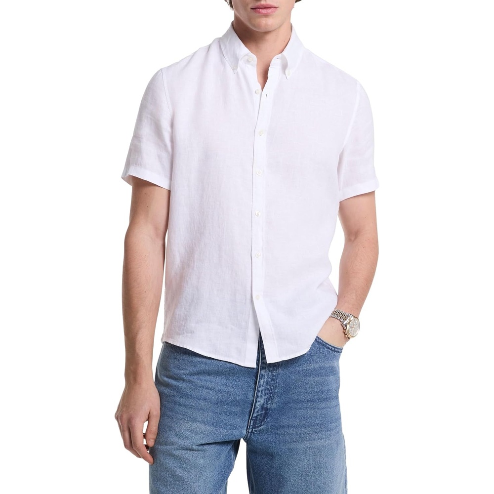 image:imageMichael Kors Mens Short Sleeve Linen ShirtWhite