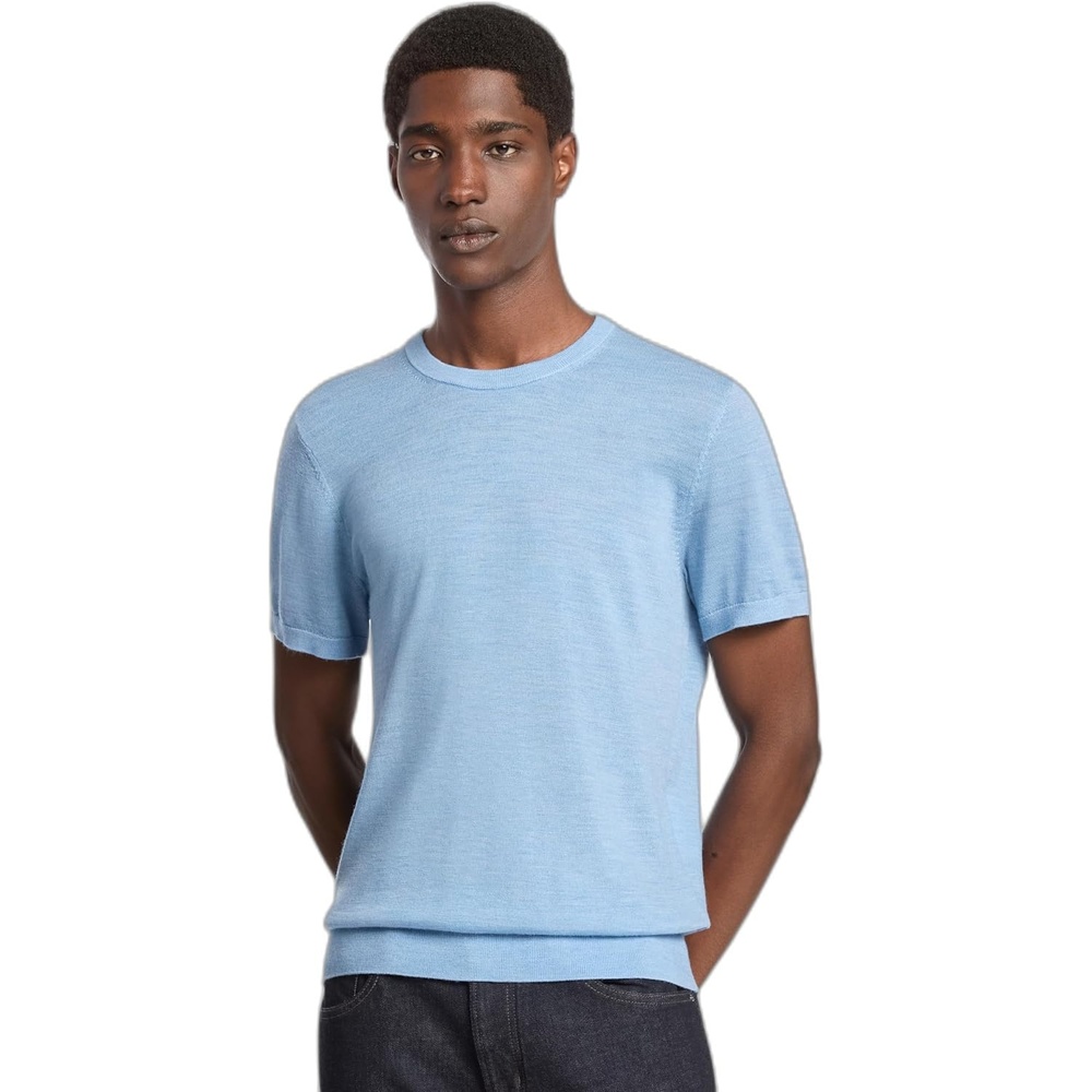 image:imageMichael Kors Mens Short Sleeve Merino Crewneck TShirtFrench Blue Heather