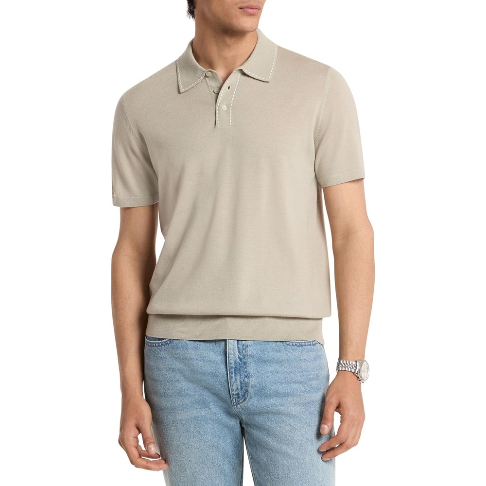 image:imageMichael Kors Mens Short Sleeve Pick Stitch Merino PoloStone