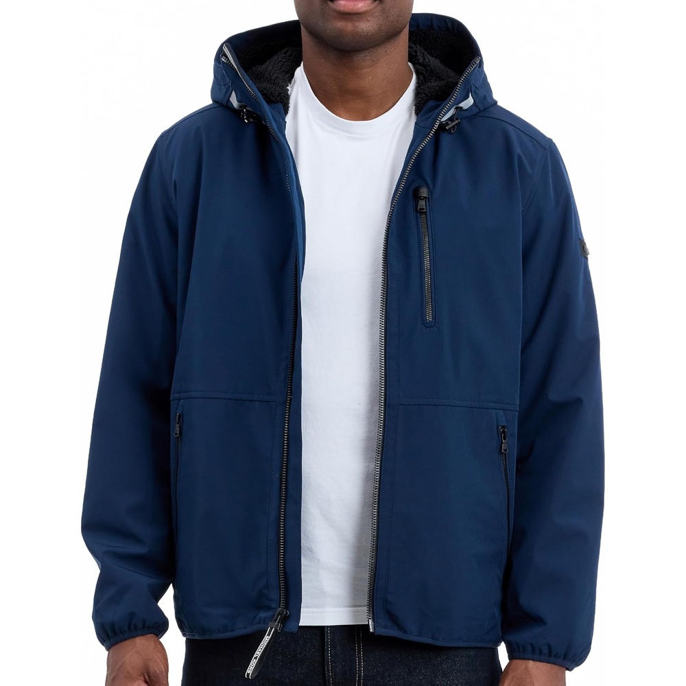 image:imageMichael Kors Mens Softshell Jacket With Faux Sherpa Lining Wind and Water Resistant Jackets for MenMidnight
