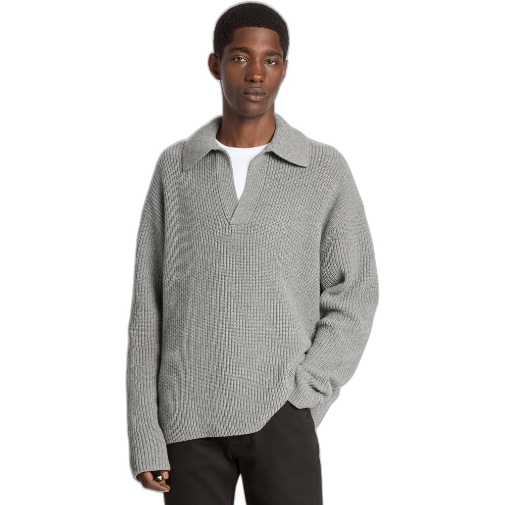 image:imageMichael Kors Mens Textured Johnny Collar SweaterAsh Melange