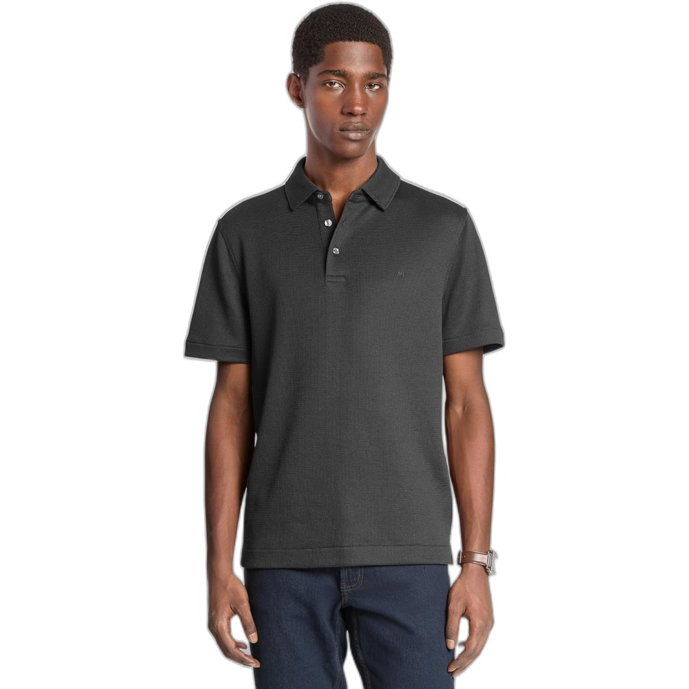 image:imageMichael Kors Mens Textured Waffle Knit PoloBlack