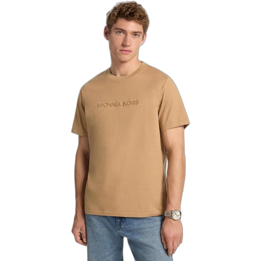 image:imageMichael Kors Mens Tufted Logo TShirtDark Camel Heather