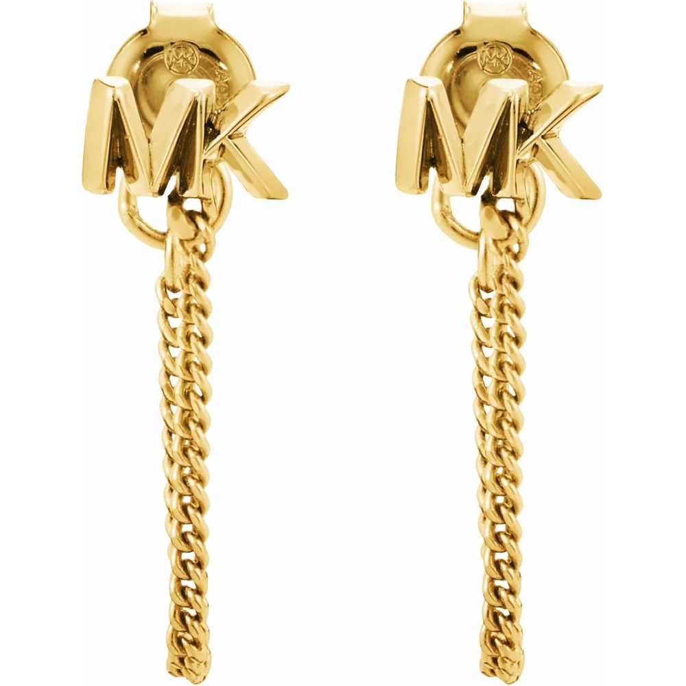 image:imageMichael Kors Precious MetalPlated Sterling Silver Pav Logo Studs EarringsGold Pav Drop