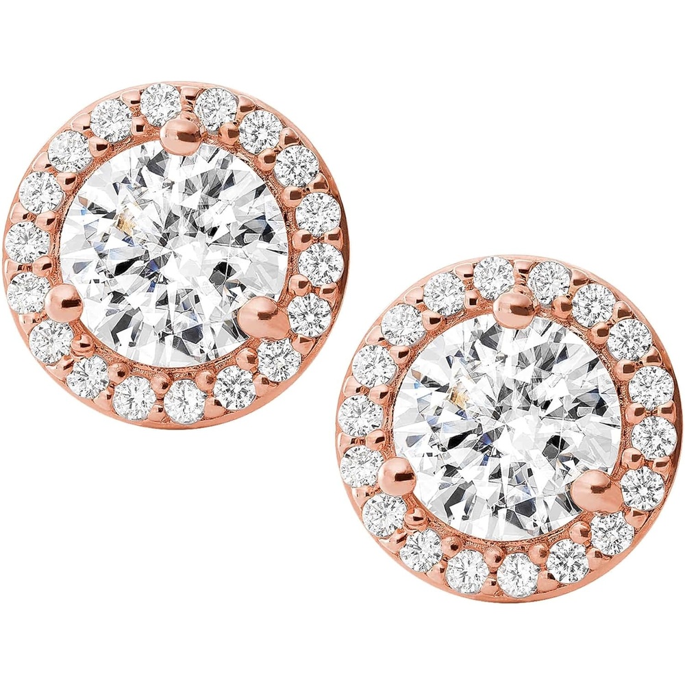 image:imageMichael Kors Precious MetalPlated Sterling Silver Pav Logo Studs EarringsRose Gold 2
