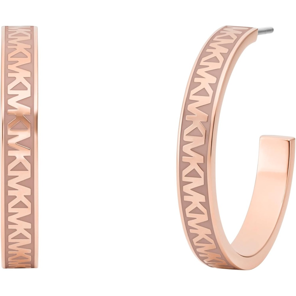 image:imageMichael Kors Rose Gold Hoop Earrings for Women Huggie Earrings for Women Stainless Steel Earrings Jewelry for WomenRose Gold Repeating MK Logo
