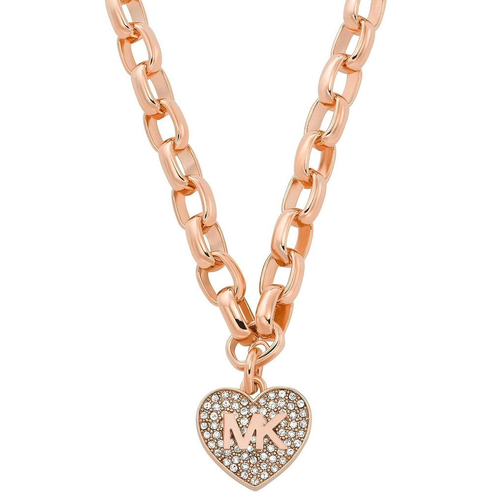 image:imageMichael Kors Rose GoldTone Necklace for Women Necklaces for Women Jewelry for WomenCrystal Heart Logo Pendant