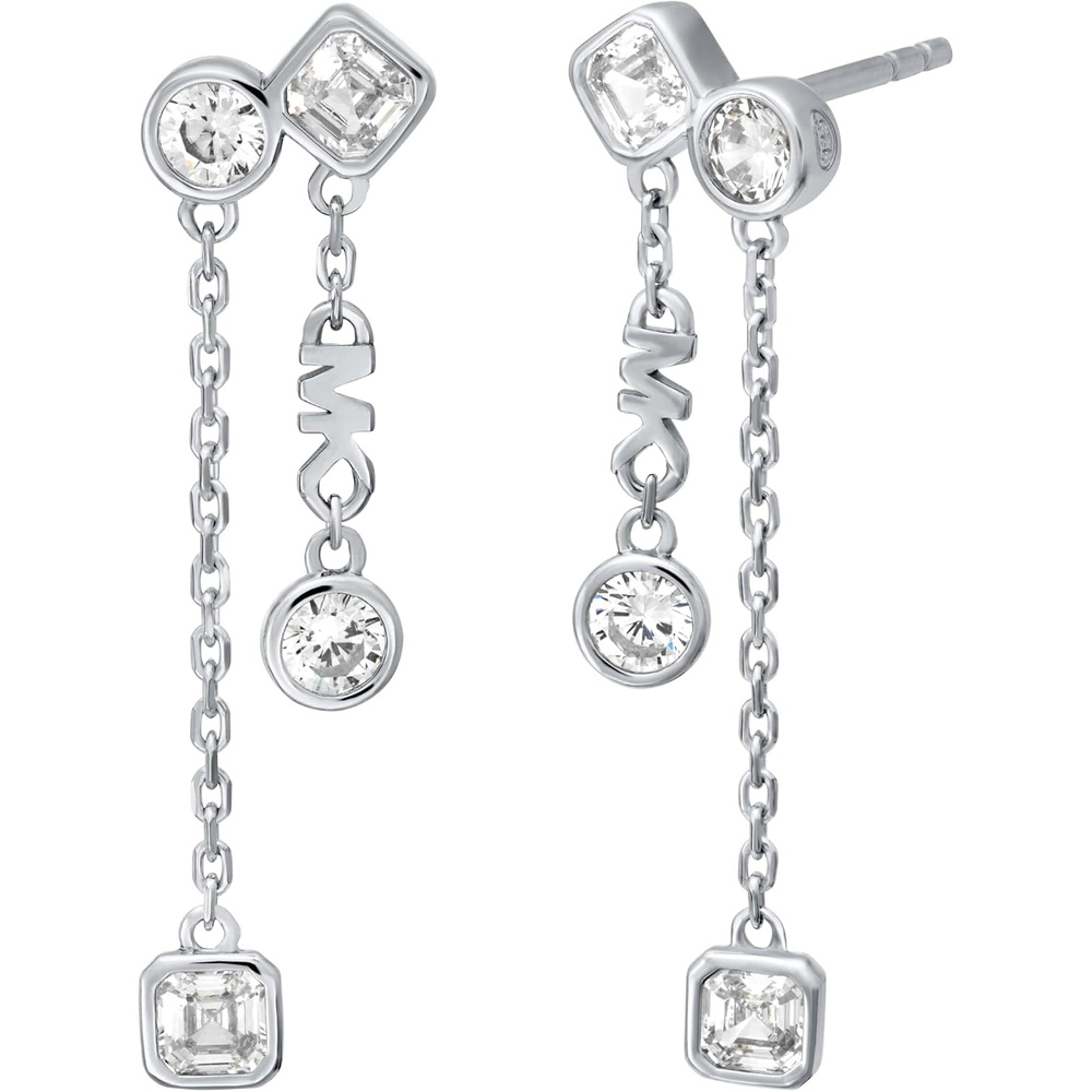 image:imageMichael Kors SilverTone Stud Earrings or Drop Earrings for Women Sterling Silver Earrings Jewelry for WomenPav Double Drop