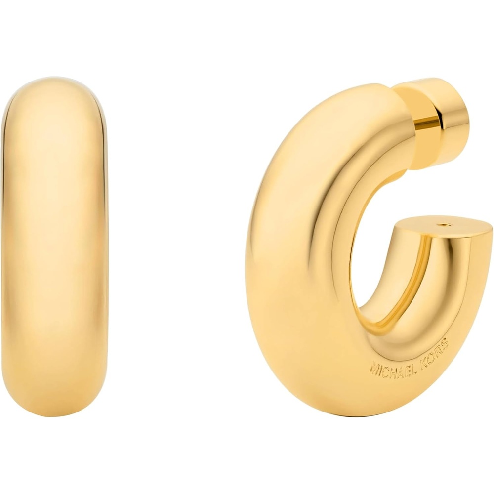 image:imageMichael Kors Stainless Steel MK Logo Hoop Earrings for WomenGold Small Chunky Hoop