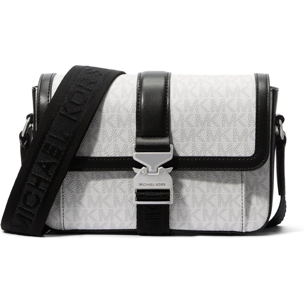 image:imageMichael Kors Unisex Hudson Aviator Crossbody BagGunmetalhardwareBright White