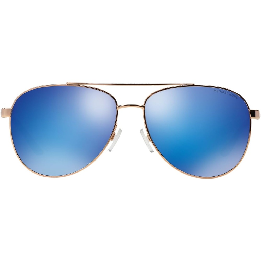 image:imageMichael Kors Womens MK5007 Hvar Aviator SunglassesRose GoldWhiteBlue Mirrored