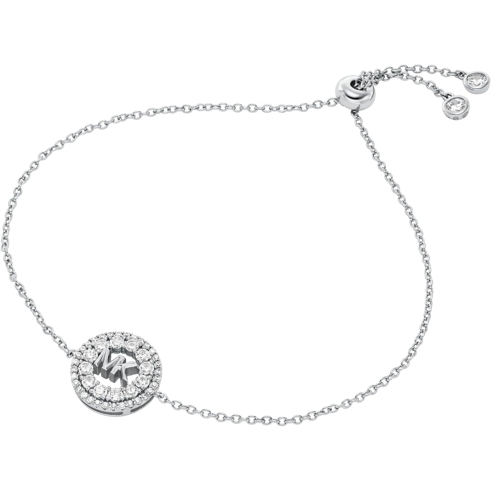 image:imageMichael Kors Womens RhodiumPlated Sterling Silver Pav Logo Slider Bracelet Model MKC1828040