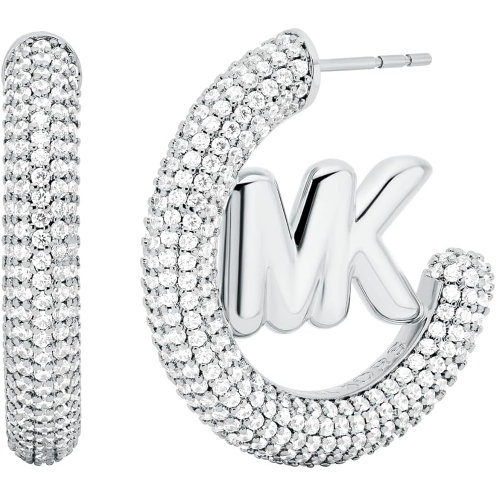 image:imageMichael Kors Womens Silver Pav Hoop Earrings Model MKJ8561040
