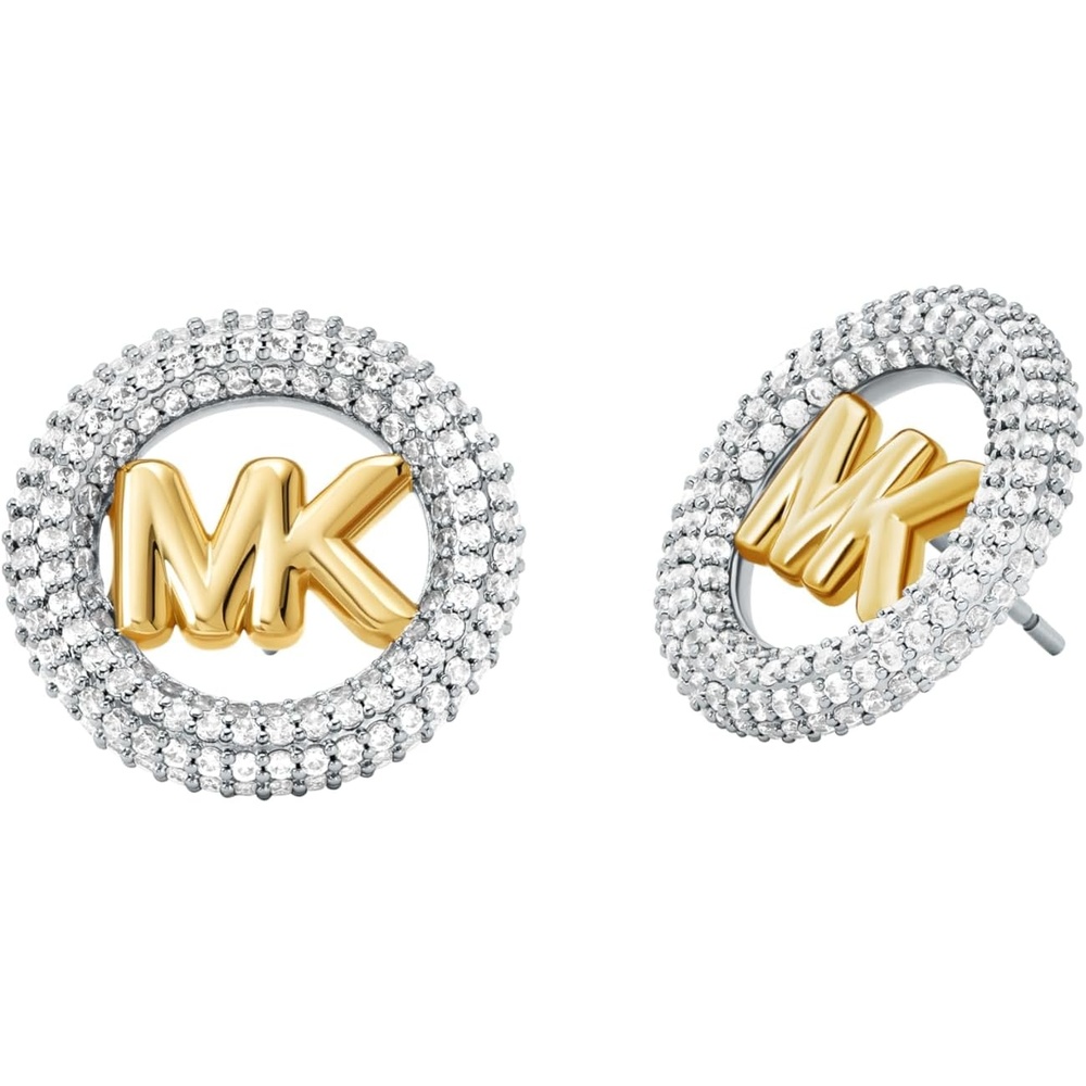 image:imageMichael Kors Womens Two Tone Pav Logo Medium Stud Earrings Model MKJ8548931