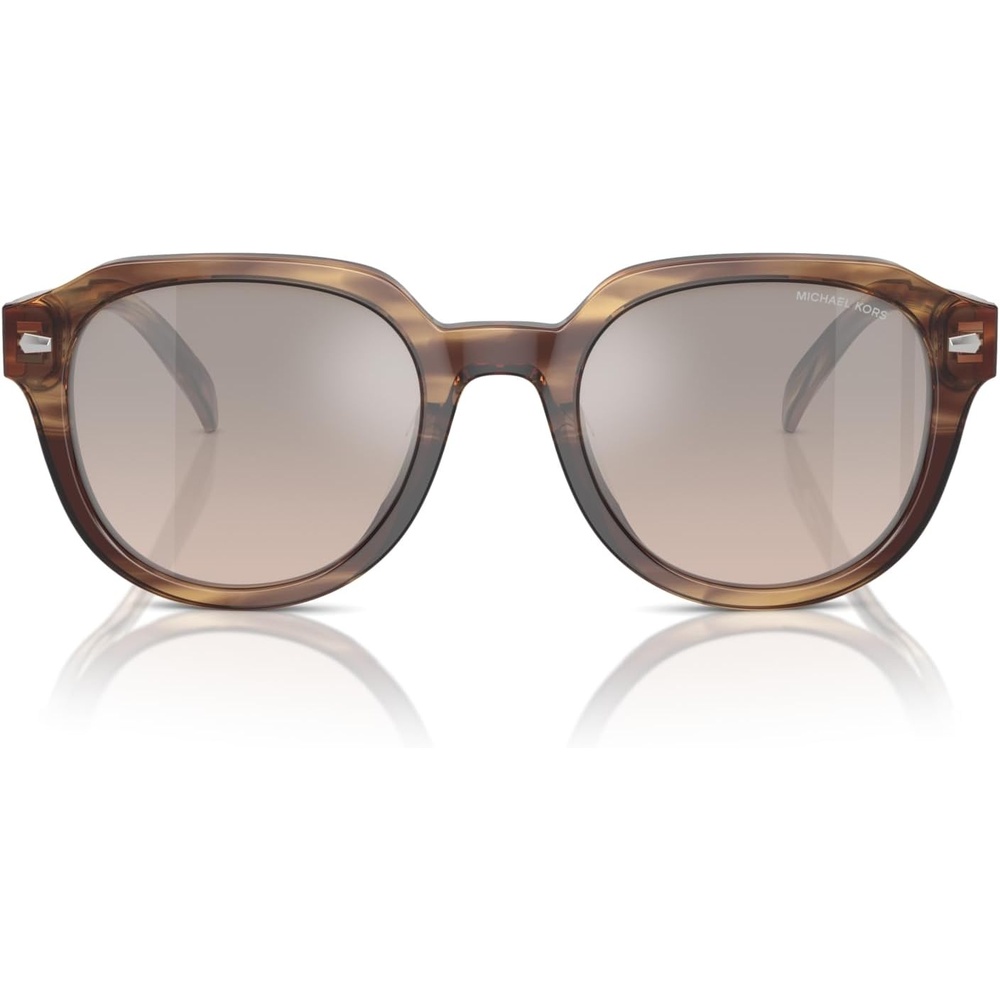 image:imageMichael Kors mens Mk2216u Eger Universal Fit Round SunglassesBrown HornBrown Gradient Black Mirrored