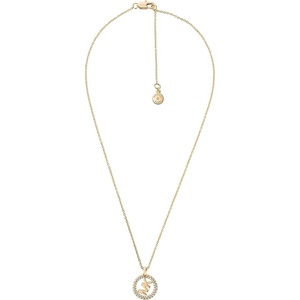 Michael Kors Gold-Tone Necklace for Women; Necklaces for Women; Jewelry for Women(MK Circle Logo Pendant)