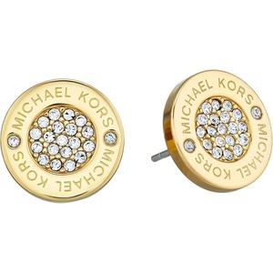 Michael Kors Gold-Tone Stud Earrings or Drop Earrings for Women; Stainless Steel Earrings; Jewelry for Women(Gold Pavé Plaque)