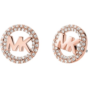 Michael Kors Gold-Tone Stud Earrings or Drop Earrings for Women; Stainless Steel Earrings; Jewelry for Women(Rose Gold Crystal MK Logo)