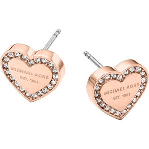Michael Kors Gold-Tone Stud Earrings or Drop Earrings for Women; Stainless Steel Earrings; Jewelry for Women(Rose Heart Glitz)