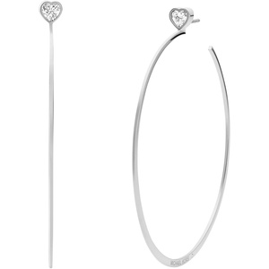 Michael Kors Hoop Earrings; Huggie Earrings; Stainless Steel Earrings; Jewelry for Women(Silver Heart Crystal)