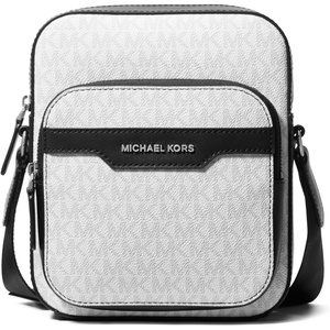 Michael Kors Hudson Double Zip Mini Flight Bag(Silver Tone-hardware/Bright White)