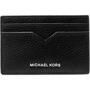 Michael Kors Hudson Notched Card Case, Husk Signature(Black)