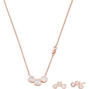 Michael Kors Jewelry Gift Set for Women; Jewelry for Women(Rose Gold Necklace/Studs)