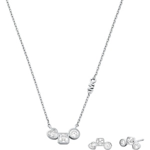 Michael Kors Jewelry Gift Set for Women; Jewelry for Women(Silver Necklace/Studs)
