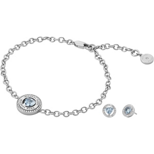 Michael Kors Jewelry Gift Set for Women; Jewelry for Women(Silver/Blue Bracelet/Studs)