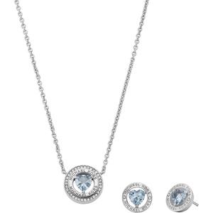 Michael Kors Jewelry Gift Set for Women; Jewelry for Women(Silver/Blue Necklace/Studs)