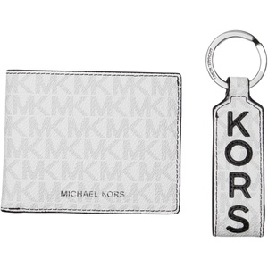 Michael Kors Malone Slim Billfold Wallet & Key Fob Gift Set(Bright White)