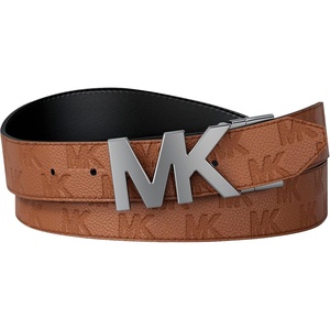 Michael Kors Men’s 34mm Reversible MK Buckle Belt(Leather/Luggage/Black)