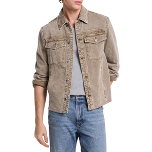 Michael Kors Men’s Curved Hem Denim Shirt Jacket(Safari Green)