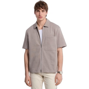 Michael Kors Men’s Double Knit Full Zip Shirt(Chestnut Heather)