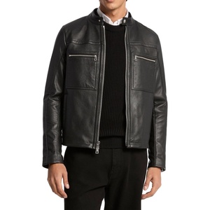Michael Kors Men’s Double Zip Racer Jacket(Leather/Black)