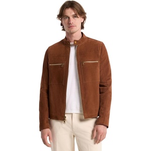 Michael Kors Men’s Double Zip Racer Jacket(Perforated Suede/Luggage)