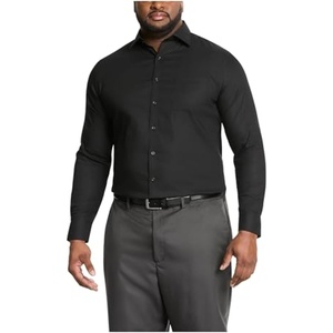 Michael Kors Mens Dress Shirt Travel Stretch Tall Fit (Big and Tall)(Black)