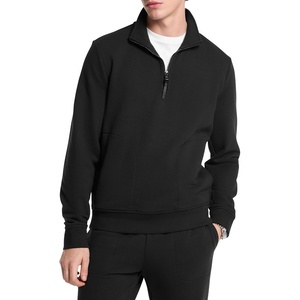 Michael Kors Men’s Elevated Quarter Zip Sweater(Black)