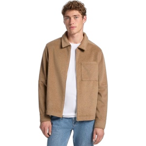 Michael Kors Men’s Flannel Double Knit Full Zip Jacket(Dark Camel Melange)