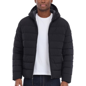 Michael Kors Men’s Hooded Puffer Jacket, Rain and Cold Weather Coat(Black)
