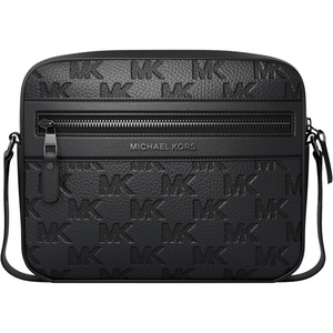 Michael Kors Men’s Jet Set Tour Crossbody(Silver-tone Hardware/Leather/Black)