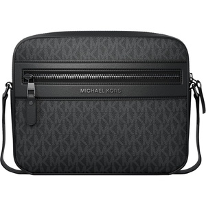 Michael Kors Men’s Jet Set Tour Crossbody(Silver-tone Hardware/Mk Signature/Black)