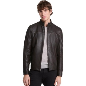Michael Kors Men’s Leather Racer Jacket(Chocolate)