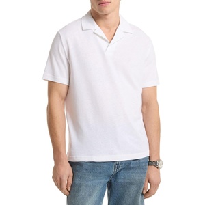 Michael Kors Men’s Linen Johnny Collar Polo(White)