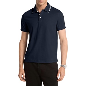 Michael Kors Men’s Logo Rib Short Sleeve Polo(Midnight)
