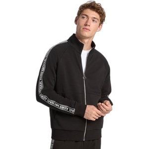 Michael Kors Men’s Logo Tape Cotton Blend Zip-up Hoodie(Black)