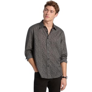 Michael Kors Men’s Long Sleeve Paisley Print Relaxed Fit Shirt(Gunmetal)