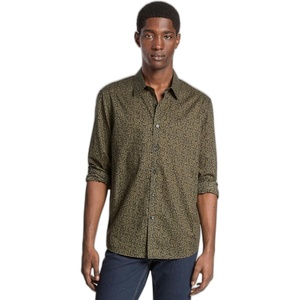 Michael Kors Men’s Long Sleeve Paisley Print Relaxed Fit Shirt(Ivy)